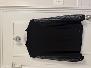 Anne Klein Black Long Shear Sleeve Blouse